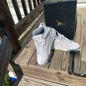 White and Gray High-Top Sneakers